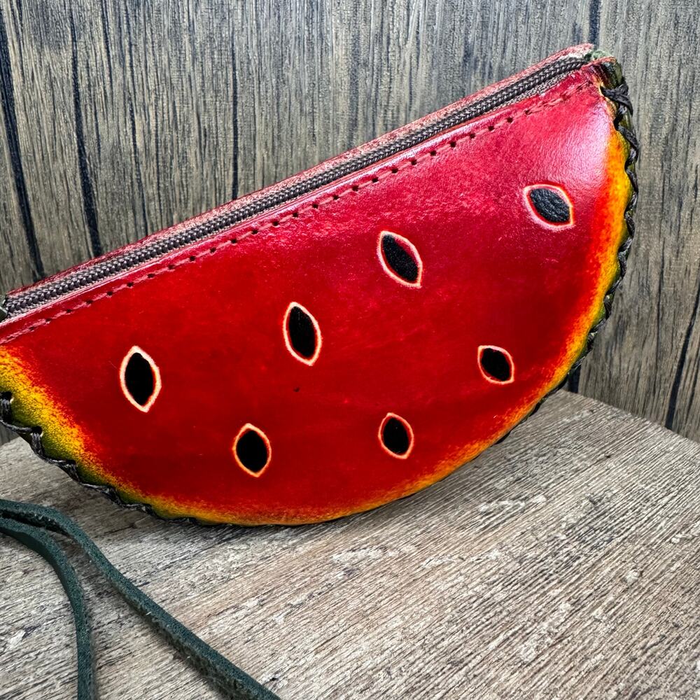 Genuine Leather Wallet Wristlet Watermelon Coin Purse NEW FAST SHIP - Picture 2 of 8